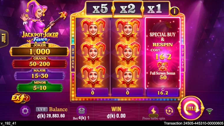 Ảnh màn hình gameplay game Jackpot Joker (slot JILI) chơi tại LC79